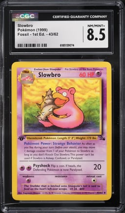 1999 Pokemon Fossil 1st Edition Slowbro #43 CGC 8.5 NM-MT+