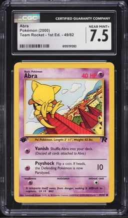 2000 Pokemon Team Rocket 1st Edition Abra #49 CGC 7.5 NRMT+