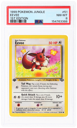 1999 Pokemon Jungle 1st Edition Eevee #51 PSA 8