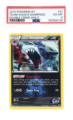 2015 Pokemon XY Double Crisis Holo Team Aqua's Sharpedo #21 PSA 6