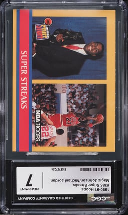 1990 Hoops Super Streaks Magic Johnson Michael Jordan #385 CGC 7 NRMT