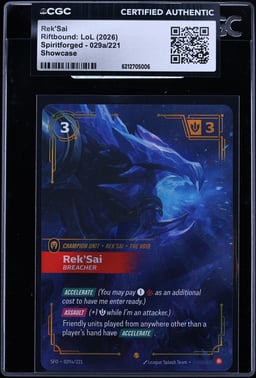 2026 Riftbound League Of Legends LoL Spiritforged Showcase Rek'Sai #29a CGC AUTH