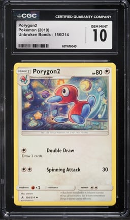 2019 Pokemon Sun & Moon Unbroken Bonds Porygon2 #156 CGC 10 GEM MINT