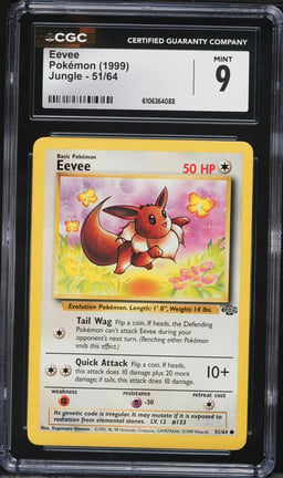 1999 Pokemon Jungle Eevee #51 CGC 9 MINT