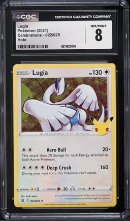 2021 Pokemon Sword & Shield Celebrations Holo Lugia #22 CGC 8 NM-MT