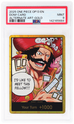 2025 One Piece Carrying On His Will Alternate Art Gold Don!! Card PSA 9
