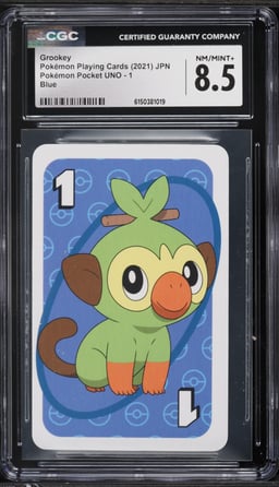 2021 Pokemon Japanese Playing Cards Pocket UNO Blue Grookey #1 CGC 8.5 NM-MT+