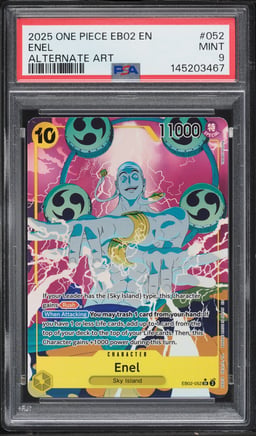 2025 One Piece Extra Booster Anime 25th Collection SR Alt Art Enel #052 PSA 9 MINT