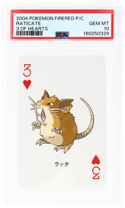2004 Pokemon Firered Version Playing Cards 3 of Hearts Raticate PSA 10