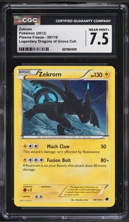 2013 Pokemon Plasma Freeze Legendary Dragons of Unova Collection Zekrom #39 CGC 7.5 NRMT+