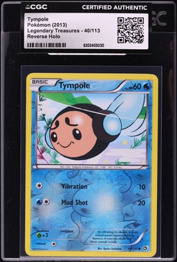 2013 Pokemon Black & White Legendary Treasures Reverse Holo Tympole #40 CGC AUTH
