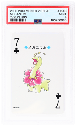 2000 Pokemon Silver Version Playing Cards 7 of Clubs Meganium #154C PSA 9