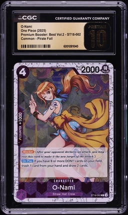 2025 One Piece Premium Booster Best Vol. 2 Pirate Foil O-Nami #ST18-002 CGC 10 PRISTINE