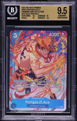 2025 One Piece Promo Premium Collection Best Selection Vol.3 Portgas D. Ace #P-074 BGS 9.5 GEM