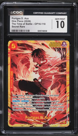 2026 One Piece The Time Of Battle SEC Portgas D. Ace #OP16-118 CGC 10 GEM MINT