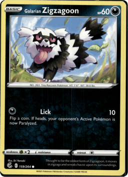 2021 Galarian Zigzagoon #159 Fusion Strike