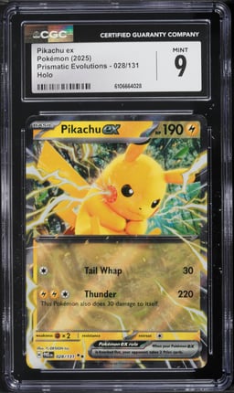 2025 Pokemon Scarlet & Violet Prismatic Evolutions Holo Pikachu ex #28 CGC 9 MINT
