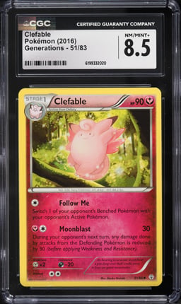 2016 Pokemon Generations Clefable #51 CGC 8.5 NM-MT+
