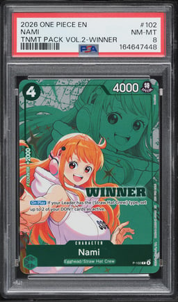 2026 One Piece Promo Tournament Pack Vol 2 Winner Nami #P-102 PSA 8 NM-MT