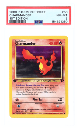 2000 Pokemon Team Rocket 1st Edition Charmander #50 PSA 8