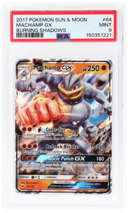 2017 Pokemon Sun and Moon Burning Shadows Machamp Gx #64 PSA 9