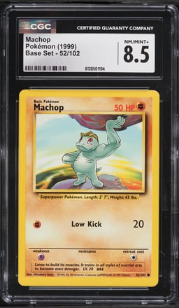 1999 Pokemon Base Set Machop #52 CGC 8.5 NM-MT+