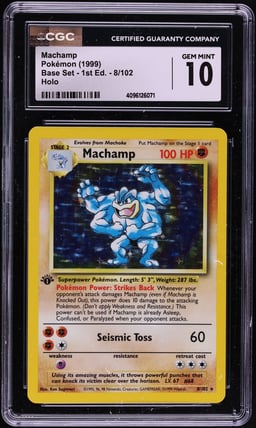 1999 Pokemon Base Set 1st Edition Holo Machamp #8 CGC 10 GEM MINT