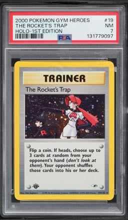 2000 Pokemon Gym Heroes 1st Edition Holo The Rocket's Trap #19 PSA 7 NRMT
