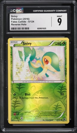 2016 Pokemon XY Fates Collide Minor Miscut Reverse Holo Snivy #5 CGC 9 MINT