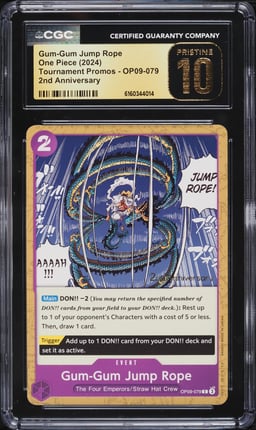 2024 One Piece Tournament Promos 2nd Anniversary Gum-Gum Jump Rope #OP09-079 CGC 10 PRISTINE