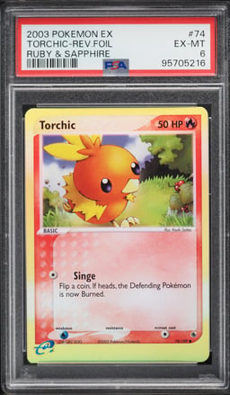 2003 Pokemon Ex Ruby & Sapphire Reverse Holo Torchic #74 PSA 6 EXMT