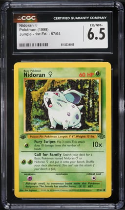 1999 Pokemon Jungle 1st Edition Nidoran #57 CGC 6.5 EXMT+