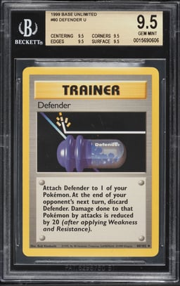 1999 Pokemon Base Set Defender #80 BGS 9.5 GEM MINT