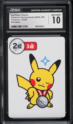 2025 Pokemon Japanese Playing Cards Taruka Red Back 2nd Place Pikachu CGC 10 GEM MINT