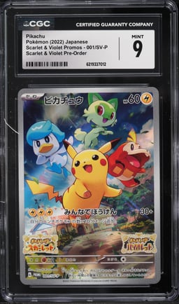 2022 Pokemon Japanese Scarlet & Violet Promo Pre-Order Full Art Pikachu #1 CGC 9 MINT