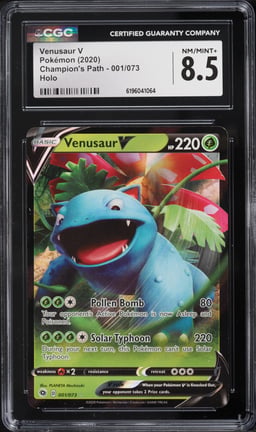 2020 Pokemon Sword & Shield Champion's Path Holo Venusaur V #1 CGC 8.5 NM-MT+