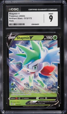 2022 Pokemon Sword & Shield Brilliant Stars Holo Shaymin V #013 CGC 9 MINT