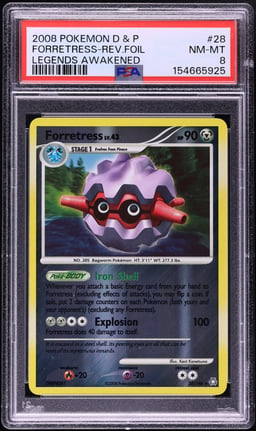 2008 Pokemon Diamond & Pearl Legends Awakened Reverse Holo Forretress #28 PSA 8 NM-MT