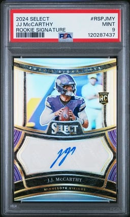 2024 JJ McCARTHY #RSPJMY PANINI SELECT ROOKIE SIGNATURES PSA 9.0