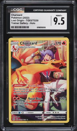 2022 Pokemon Sword & Shield Lost Origin Trainer Gallery CHR Charizard #TG03 CGC 9.5 MINT+