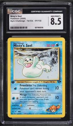 2000 Pokemon Gym Challenge 1st Edition Misty's Seel #91 CGC 8.5 NM-MT+