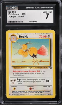 1999 Pokemon Jungle Dodrio #34 CGC 7 NRMT
