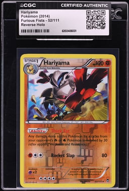 2014 Pokemon Furious Fists Reverse Holo Hariyama #52 CGC AUTH