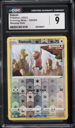 2021 Pokemon SWSH Evolving Skies Reverse Holo Slakoth #129 CGC 9 MINT