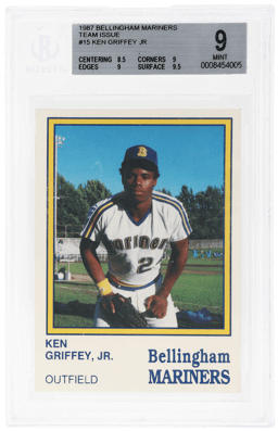 1987 Bellingham Mariners Team Issue Ken Griffey Jr. #15 BGS 9