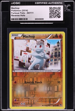 2014 Pokemon Furious Fists Reverse Holo Machop #44 CGC AUTH