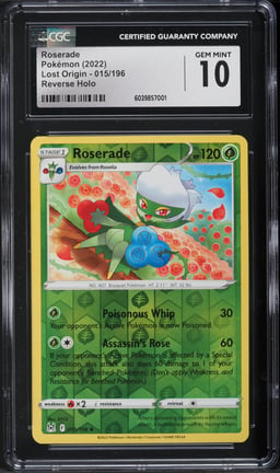 2022 Pokemon SWSH Lost Origin Reverse Holo Roserade #15 CGC 10 GEM MINT