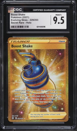 2021 Pokemon Sword & Shield Evolving Skies Gold Rare Boost Shake #229 CGC 9.5 MINT+