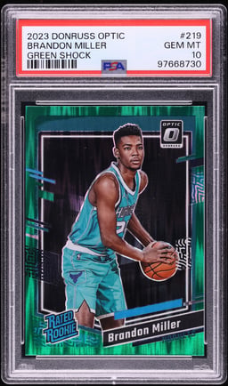 2023 Donruss Optic Green Shock Brandon Miller ROOKIE #219 PSA 10 GEM MINT