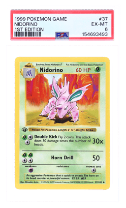 1999 Pokemon Base Set 1st Edition Nidorino #37 PSA 6